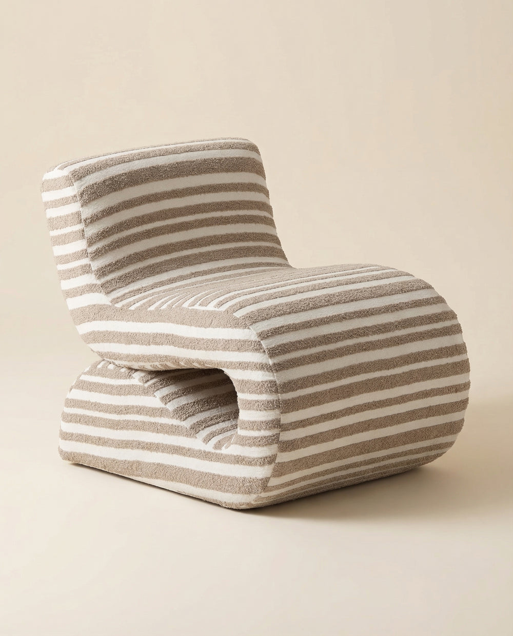 Issa Taupe Organic Stripes Jacquard Fabric Accent Chair