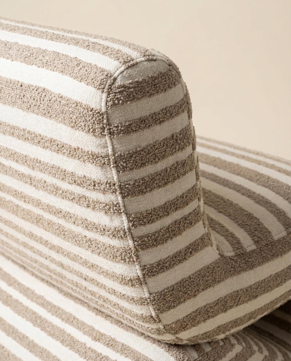 Issa Taupe Organic Stripes Jacquard Fabric Accent Chair