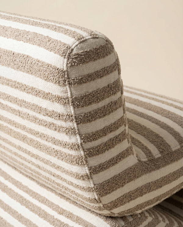 Issa Taupe Organic Stripes Jacquard Fabric Accent Chair