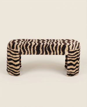 Safari 39" Brown Striped Tufted Bench