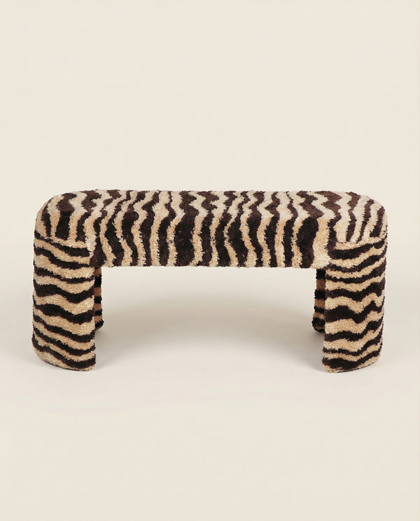 Safari 39" Brown Striped Tufted Bench