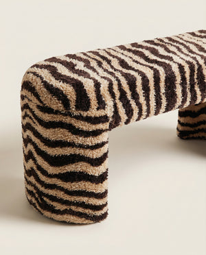 Safari 39" Brown Striped Tufted Bench
