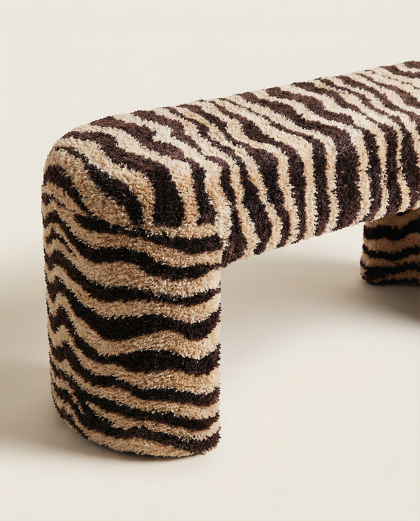 Safari 39" Brown Striped Tufted Bench