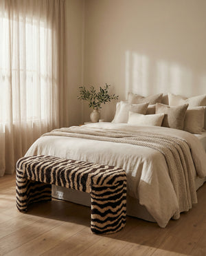 Safari 39" Brown Striped Tufted Bench