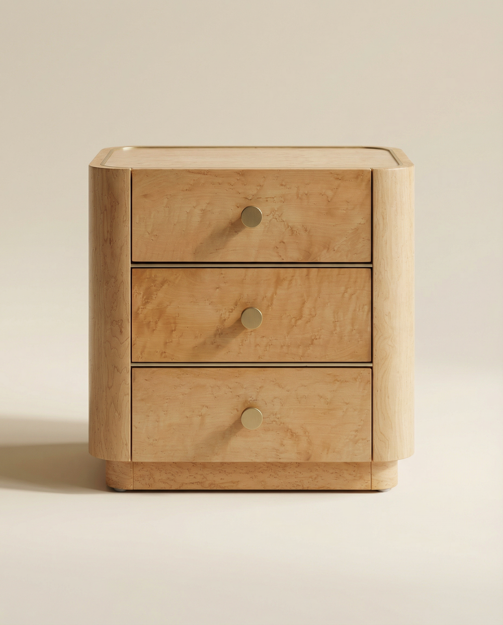 Sable 22" Natural Birdseye Maple 3-Drawer Nightstand