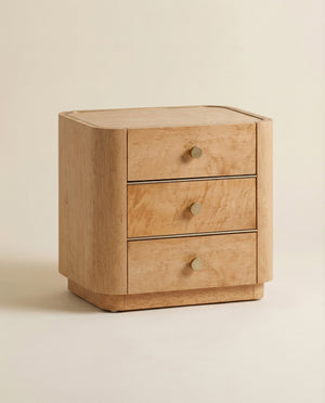 Sable 22" Natural Birdseye Maple 3-Drawer Nightstand