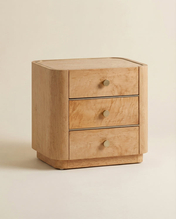 Sable 22" Natural Birdseye Maple 3-Drawer Nightstand
