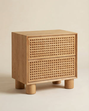 Lennox 22" Natural Wood 2-Drawer Nightstand
