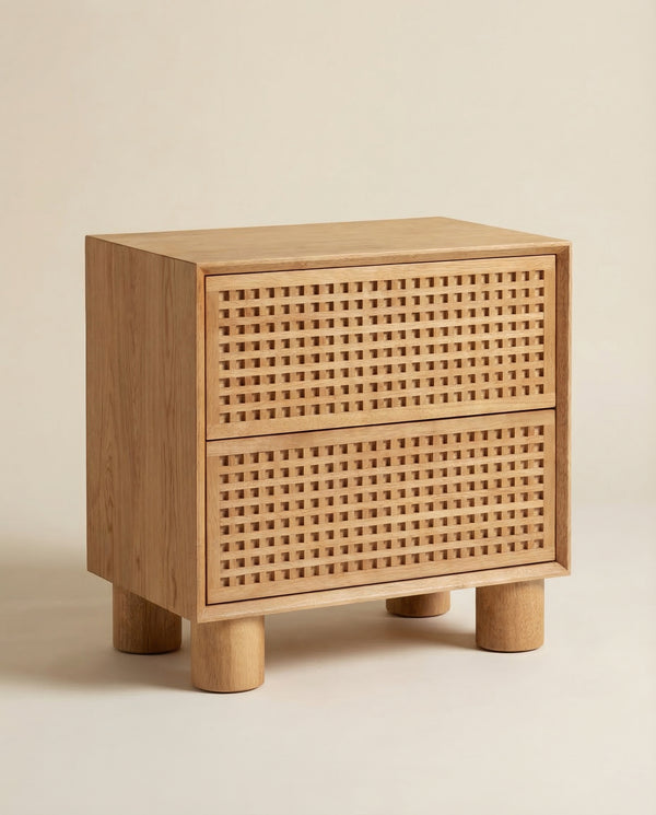 Lennox 22" Natural Wood 2-Drawer Nightstand