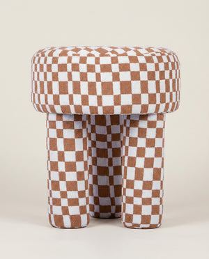 Jolie Brown Checkered Boucle Stool