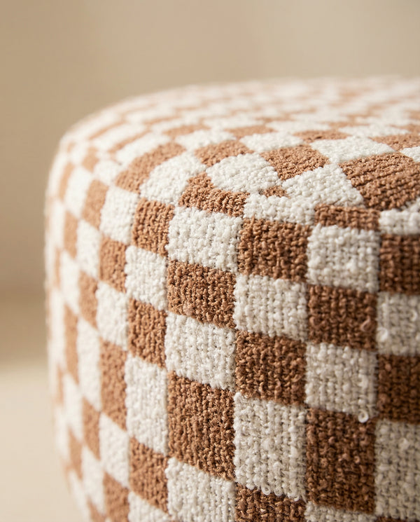Jolie Brown Checkered Boucle Stool