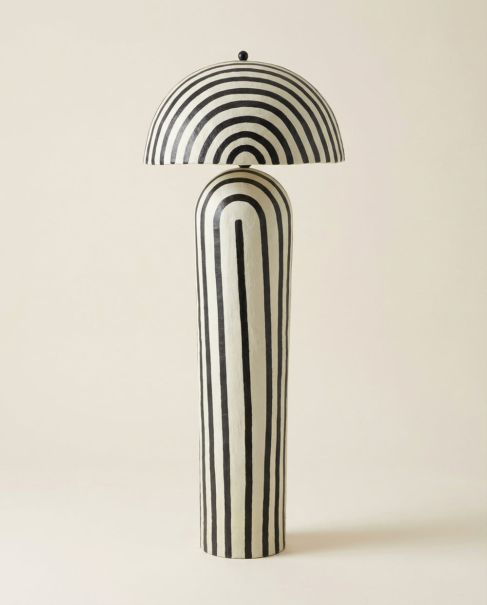 Havana Black Striped Papier Mache Floor Lamp