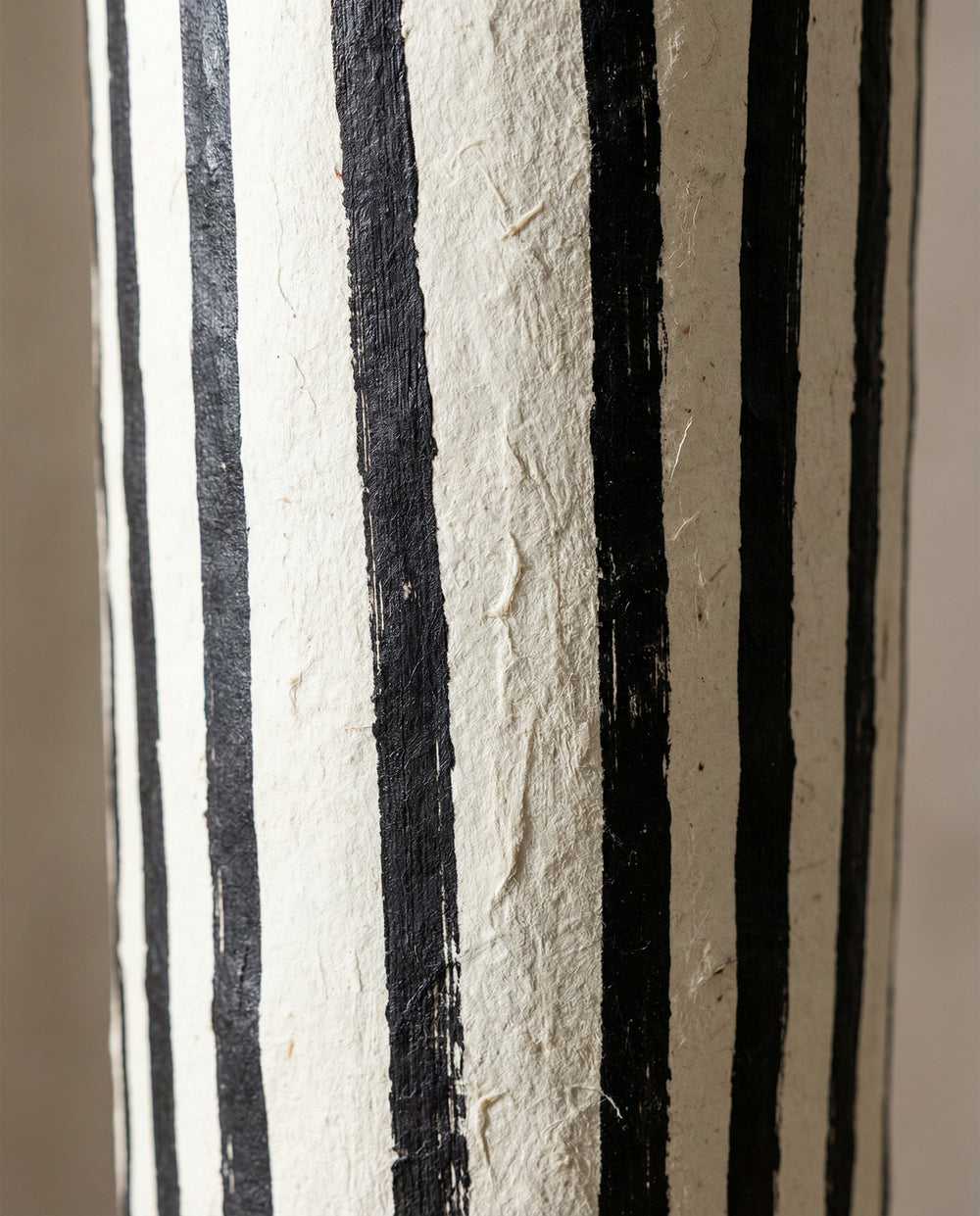 Havana Black Striped Papier Mache Floor Lamp