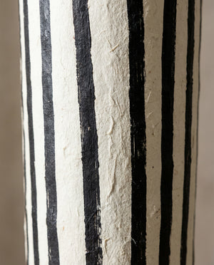 Havana Black Striped Papier Mache Floor Lamp