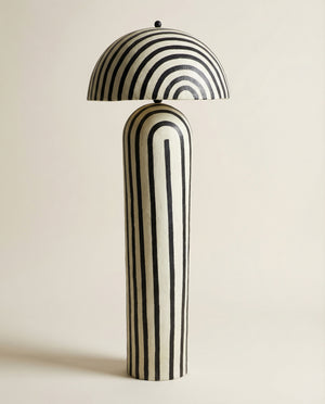 Havana Black Striped Papier Mache Floor Lamp