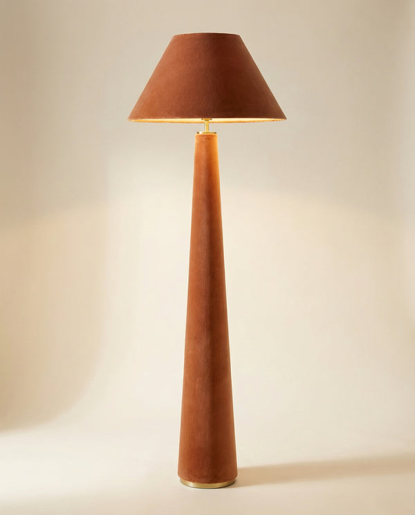 Soleil Velvet Floor Lamp Terracotta