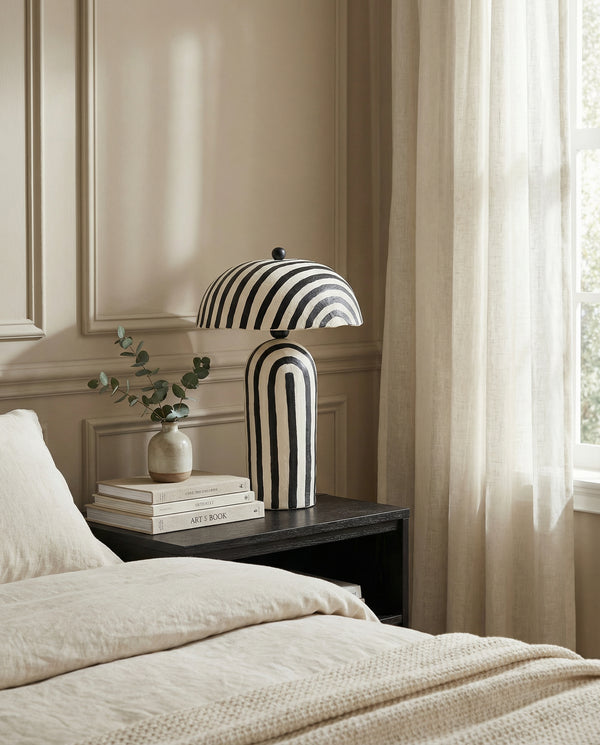 Havana Striped Papier Mache Table Lamp