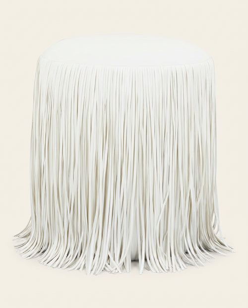 Sway Fringed Vegan Leather Ottoman
