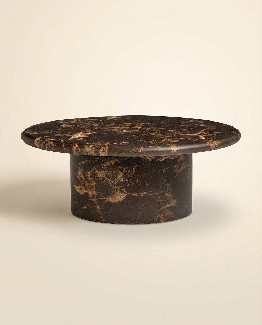 Obsidian 36" Dark Brown Faux Marble Indoor/Outdoor Concrete Round Coffee Table