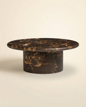Obsidian 36" Dark Brown Faux Marble Indoor/Outdoor Concrete Round Coffee Table