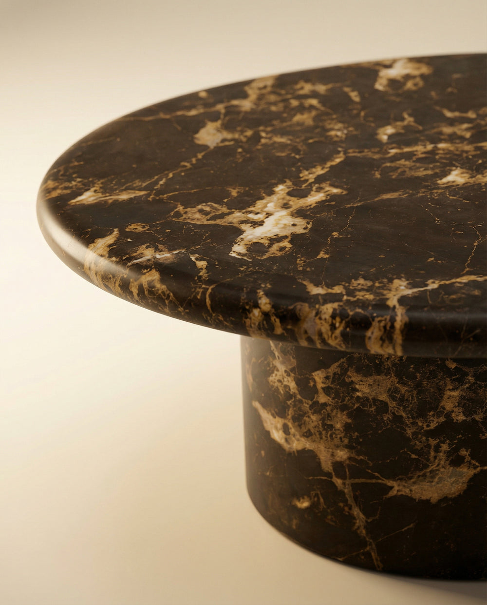 Obsidian 36" Dark Brown Faux Marble Indoor/Outdoor Concrete Round Coffee Table