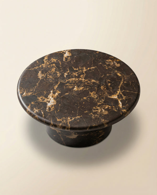 Obsidian 36" Dark Brown Faux Marble Indoor/Outdoor Concrete Round Coffee Table