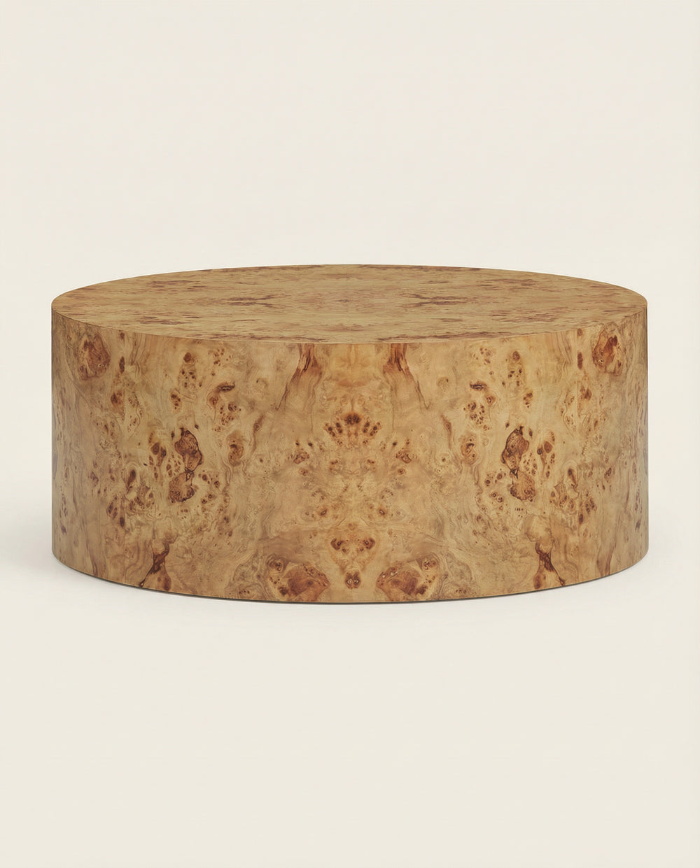 Solstice 36" Natural Burl Drum Round Coffee Table