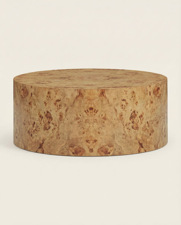 Solstice 36" Natural Burl Drum Round Coffee Table