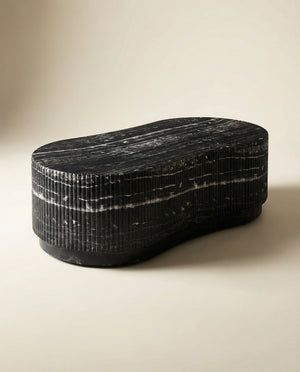 Eclipse 47" Black Faux Marble Indoor/Outdoor Concrete Coffee Table