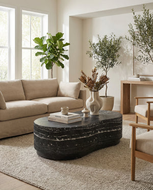 Eclipse 47" Black Faux Marble Indoor/Outdoor Concrete Coffee Table