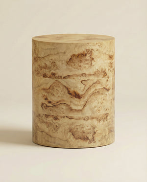 Solstice Natural Burl Drum Side Table