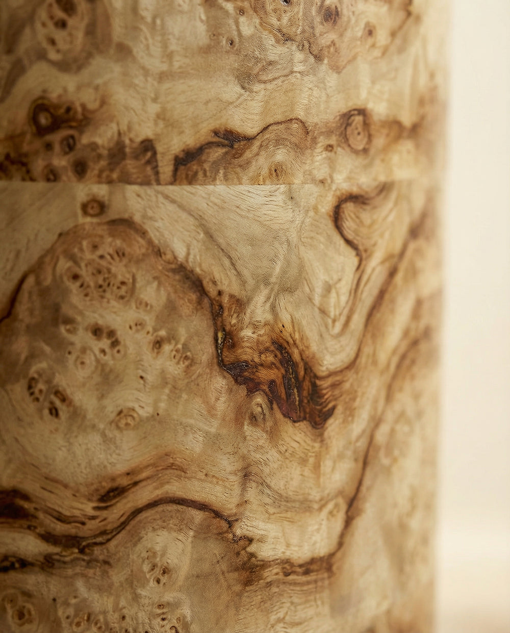 Solstice Natural Burl Drum Side Table