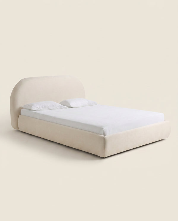 Maya Cream Curved Velvet Bed