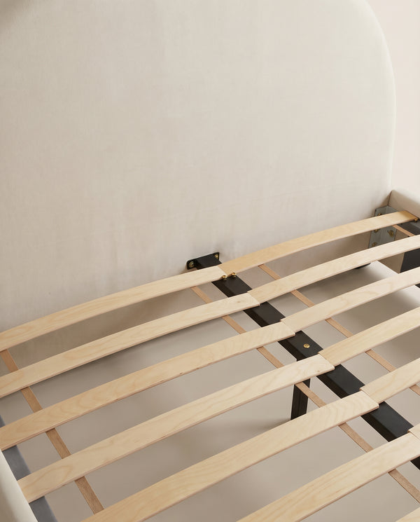 Maya Cream Curved Velvet Bed
