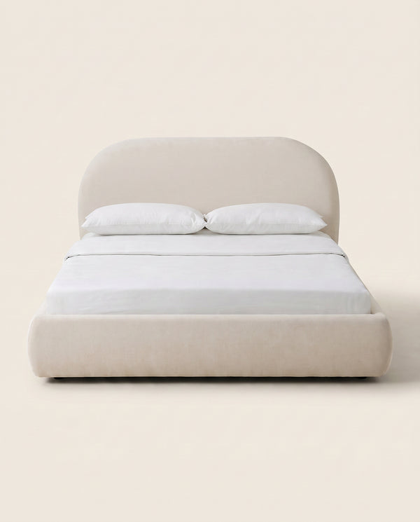 Maya Cream Curved Velvet Bed