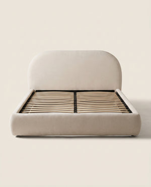 Maya Cream Curved Velvet Bed