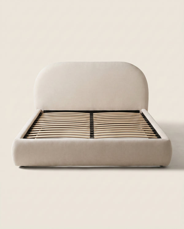Maya Cream Curved Velvet Bed