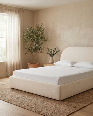 Maya Cream Curved Velvet Bed