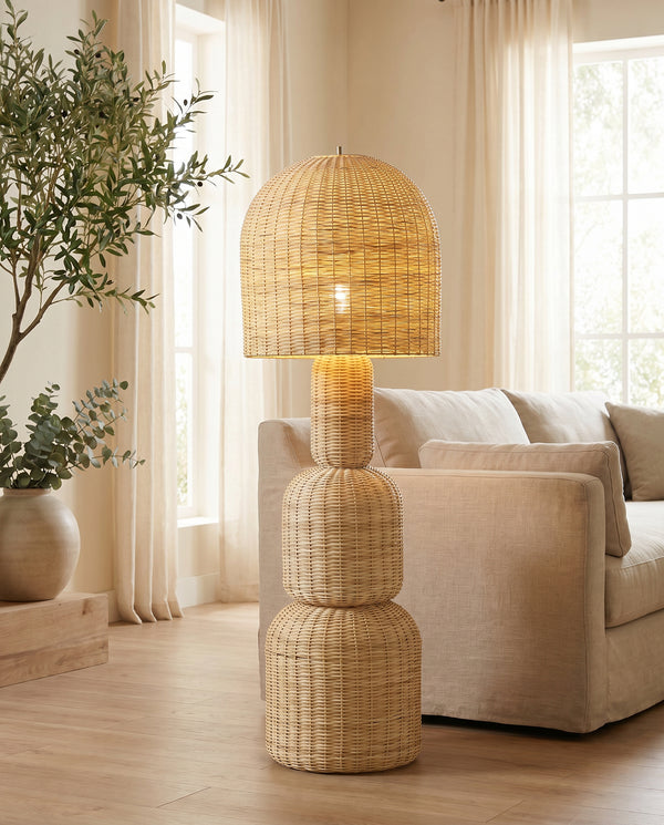 Mushroom Rattan Floor Lamp