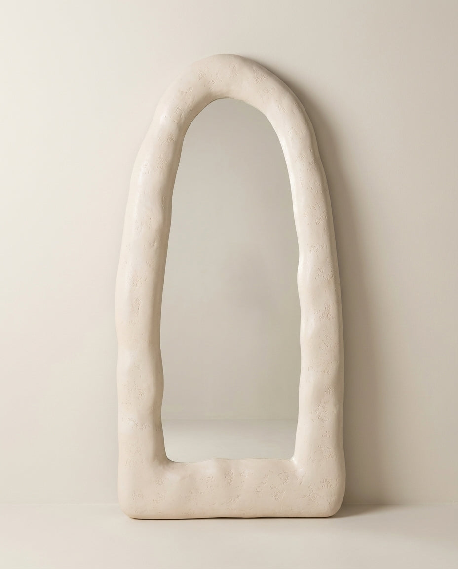 Reverie 32"X64" Cream Textured Small Floor Mirror