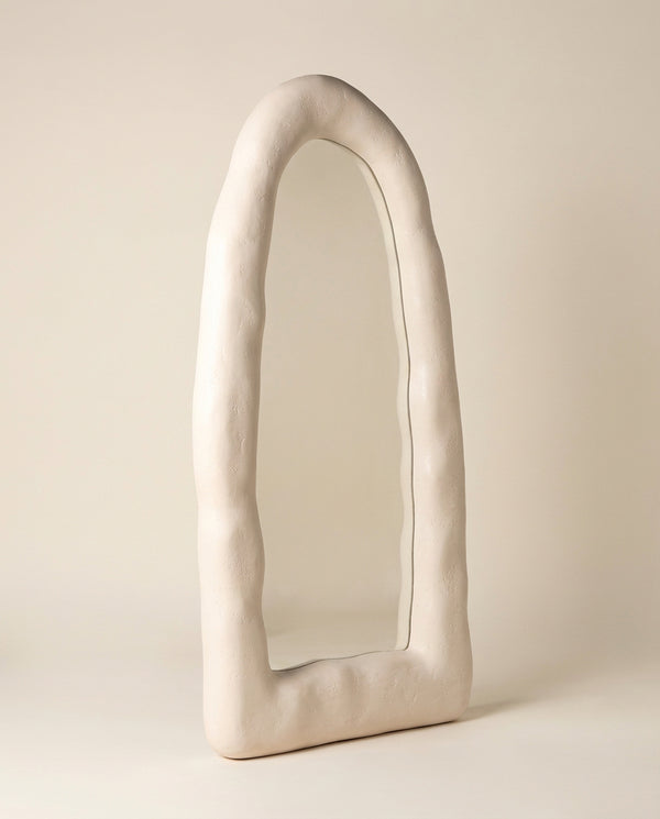 Reverie 32"X64" Cream Textured Small Floor Mirror