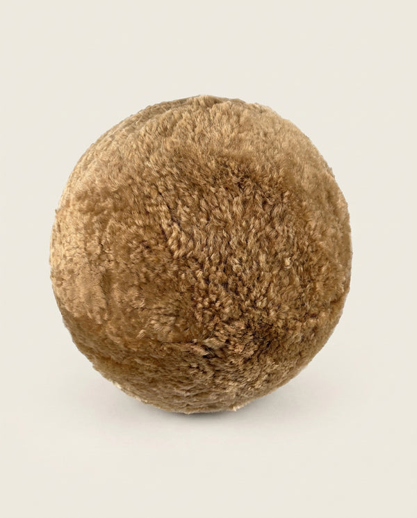 Brown Genuine Sheepskin Ball Throw Pillow (8"-12")