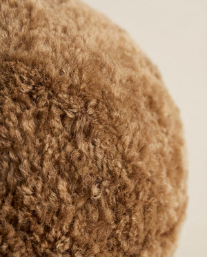 Brown Genuine Sheepskin Ball Throw Pillow (8"-12")