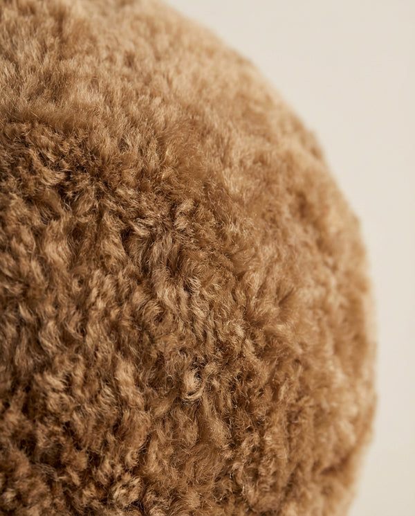 Brown Genuine Sheepskin Ball Throw Pillow (8"-12")